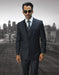 Mens 2 Button Skinny Vested Wool Suit in Charcoal Grey