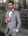 Mens 2 Button Skinny Vested Wool Suit in Grey