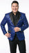Men’s Blue Sequin Sparkle Blazer Jacket with Black Satin Lapel, Party Prom Wedding Dinner Coat