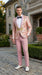 Men’s Rose Gold Pink Prom Tuxedo Suit – Slim Fit Paisley Pattern Formal Tuxedo Suit for Prom, Wedding and Special Events