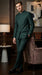 Men’s Olive Green Tuxedo Mandarin Collar Suit – Modern Nehru Style Formal Suit for Wedding Banded Collar