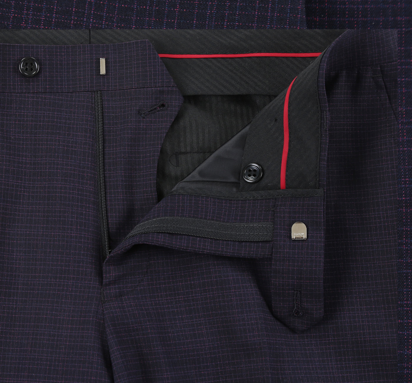 293-13 Men's Classic Fit Single Breasted Black Micro Check Notch Lapel Suits - Image 11