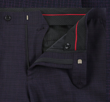 293-13 Men's Classic Fit Single Breasted Black Micro Check Notch Lapel Suits - Image 11