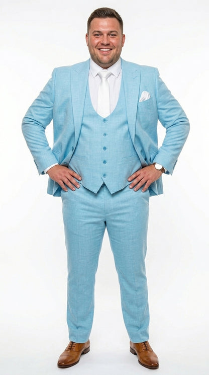 Men’s Turquoise Light blue Suit, Vested Formal Dress Suit for Weddings, Prom, Summer Parties, and Special Occasions in Aqua Blue Color By Rossiman Modern Fit