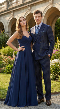 Men's Navy Blue Double Breasted Pinstripe Suit – Modern Fit By rossiman