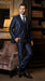 Men’s Navy Blue Sharkskin 3 Piece Suit – Two Button Vested Shiny Formal Suit for Wedding, Prom, Business and Party Wear