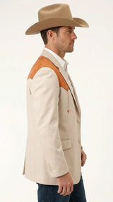 Men’s Tan Beige and Rust Western Cowboy Blazer – Classic Country Style Jacket, Vintage Western Dress Blazer for Men Country Jacket