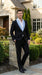 Men’s Black Suit with Light Blue Lapel – Modern Formal Tuxedo Style Suit for Wedding, Prom, Party and Sky Powder Blue Color