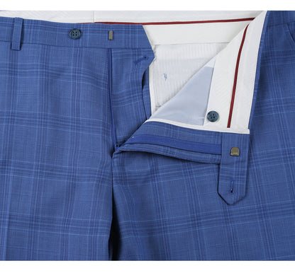 293-10 Men's 2-Piece Slim Fit Windowpane Check Dress Stretch Suit - Image 11