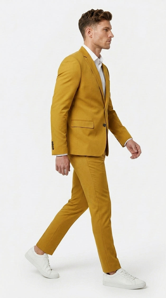 Men’s Gold Mustard Color Suit – Wedding & Prom Formal Suit Outfit, Modern Blazer and Pants