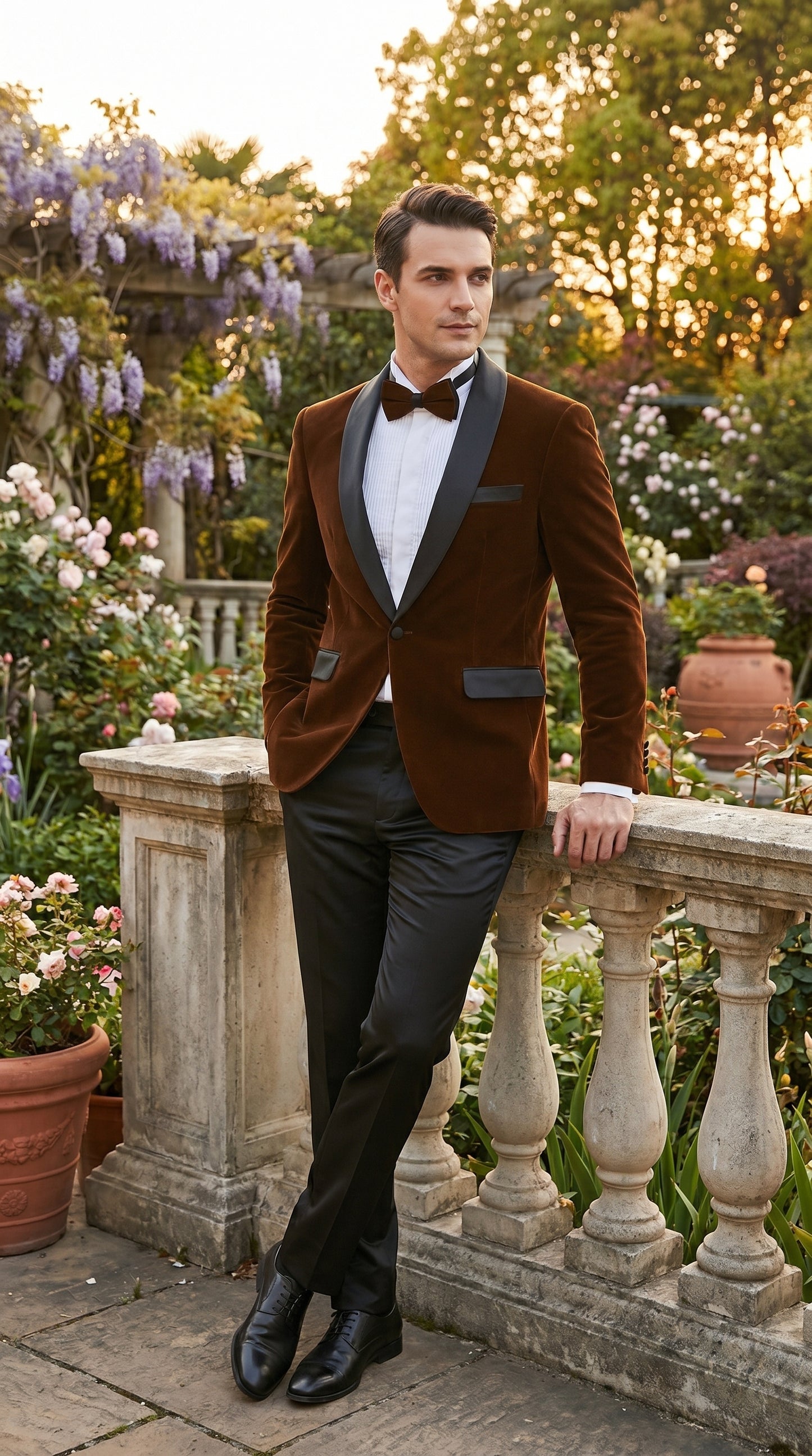 Men’s Brown Camel Bronze Velvet Tuxedo Jacket, Shawl Lapel Wedding Prom Dinner Blazer - Blazer Sportcoat