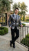 Men’s Black and Charcoal Gray Snakeskin Print Blazer, Animial Exotic Skin Alligator Crocodile Texture