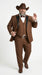 Men’s Light Brown Western Tuxedo 3 Piece Suit with Black Peak Collar Lapel, Country Look Cowboy Suit