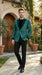 Men’s Emerald Green Paisley Tuxedo Dinner Jacket with Black Lapel, Formal Prom Wedding Party Blazer
