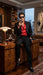 Tony Montana’s Black Blazer with Red Sateen Shirt – Men’s Black Formal Blazer and Red Satin Style Shirt Outfit for Party, Wedding and Vintage Wear
