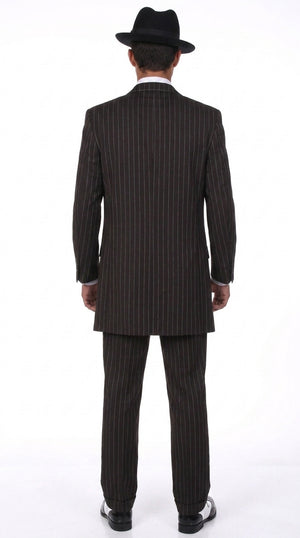 Men’s Black Pinstripe Zoot Suit – 3-Piece Gangster, Formal Suit 1920s Pimp Suit