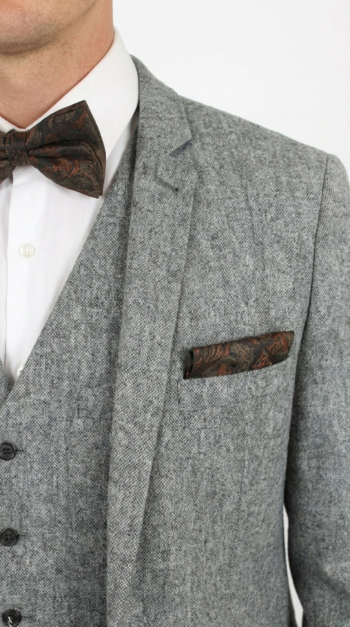 Men’s Edwardian Grey 3-Piece Suit – Dickens Downton Abbey Victorian Vintage Tweed Suit