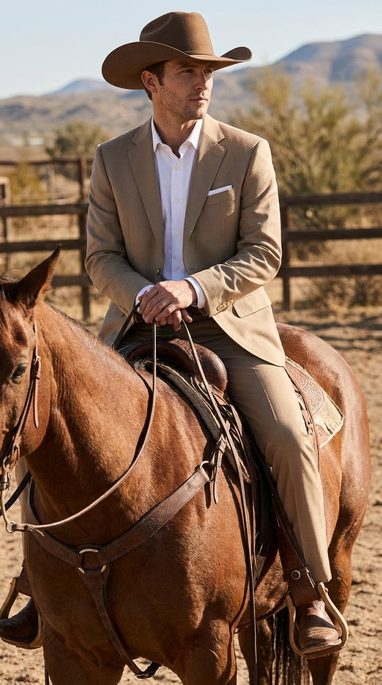 Men’s Tan Country Wedding Suit – Beige Groom Suit for Rustic & Outdoor Weddings