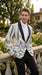 Men’s White and Black Patterned Tuxedo Blazer – Luxury Designer Dinner Jacket for Wedding, Prom and Formal Events New Year Christmas Holiday