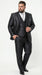 Men’s Black Three Piece Suit – Modern Fit 3PC Formal Suit with Vest for Wedding, Prom and Business Events Sharkskin Shiny Fabric