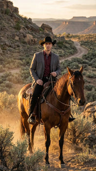 Men’s Charcoal Gray Western Faux Suede Blazer – Double Button Cowboy Jacket for Wedding & Party Wear