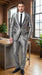 Men’s Silver Sharkskin Tuxedo Suit with Black Piping – Shiny Two Button Formal Suit for Wedding, Prom and Party Wear