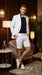 Men’s White Tuxedo Suit with Shorts – Modern Formal Blazer and Short Pants Set for Wedding, Prom Summer Fabric