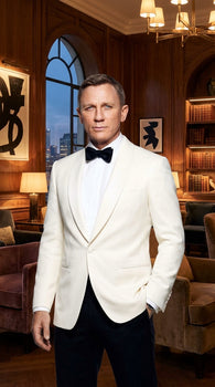 Men’s James Bond Style Ivory Dinner Jacket, White Tuxedo Blazer for Wedding, Prom and Black Tie Events