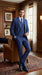 Men’s Cobalt Blue 3 Piece Suit – Indigo Light Blue Pinstripe Formal Suit with Vest for Wedding, Business Modern Fit Two buttons