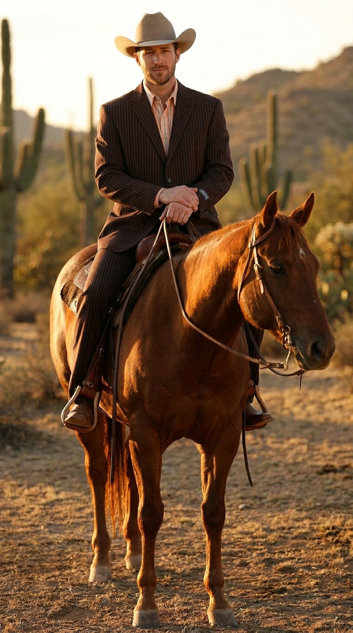 Men’s Pinstripe Western Suit – Classic Formal Blazer and Pant Set for Wedding, Traje Para Hombre Cowboy Style