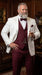 Men’s White and Burgundy 3 Piece Tuxedo Suit, Vested Formal Wedding Prom Dinner Suit Set bowtie included
