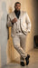 Mens 3-Piece Slim-Fit Shiny All Satin Suit Champagne