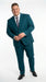 Discounted Sale Clearance Men's Two Buttons Dark Teal 2-piece suit Flat Front Pants