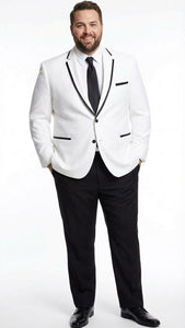 Men’s White Blazer with Black Trim | Wedding and Party Formal Blazer Jacket - White Tuxedo Prom Jacket