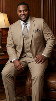 Big And Tall Men's Plus Size Men's Suits For Big Guys Beige