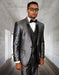 Mens 2 Button Vested Half Shawl Tuxedo in Silver Sharkskin