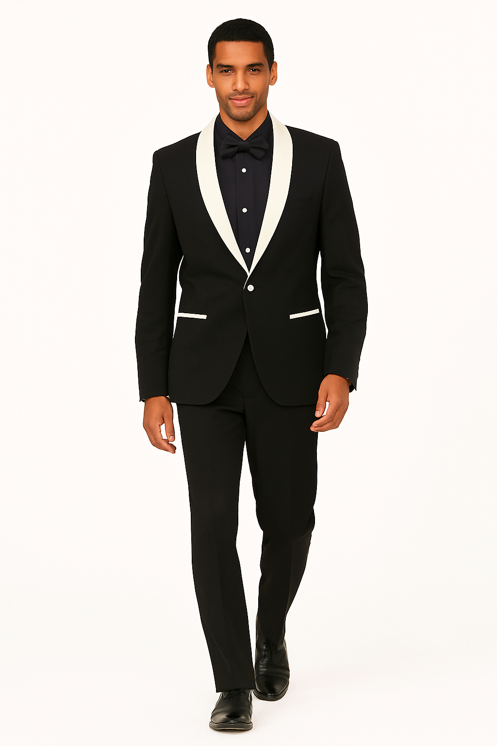 Men's Black and White Lapel Shawl-Collar Tuxedo Suit Dinner  Jacket Looking - Image 8