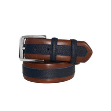 CBelt -4002 Contrast Leather Belt - Tan-Navy