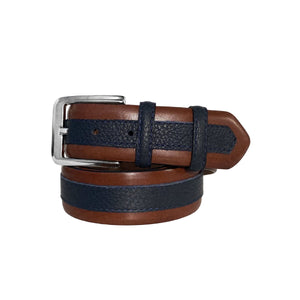 CBelt -4002 Contrast Leather Belt - Tan-Navy
