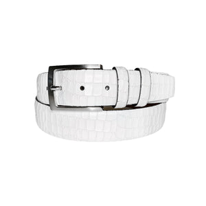 CBelt -3470 Croco Leather Belt - White