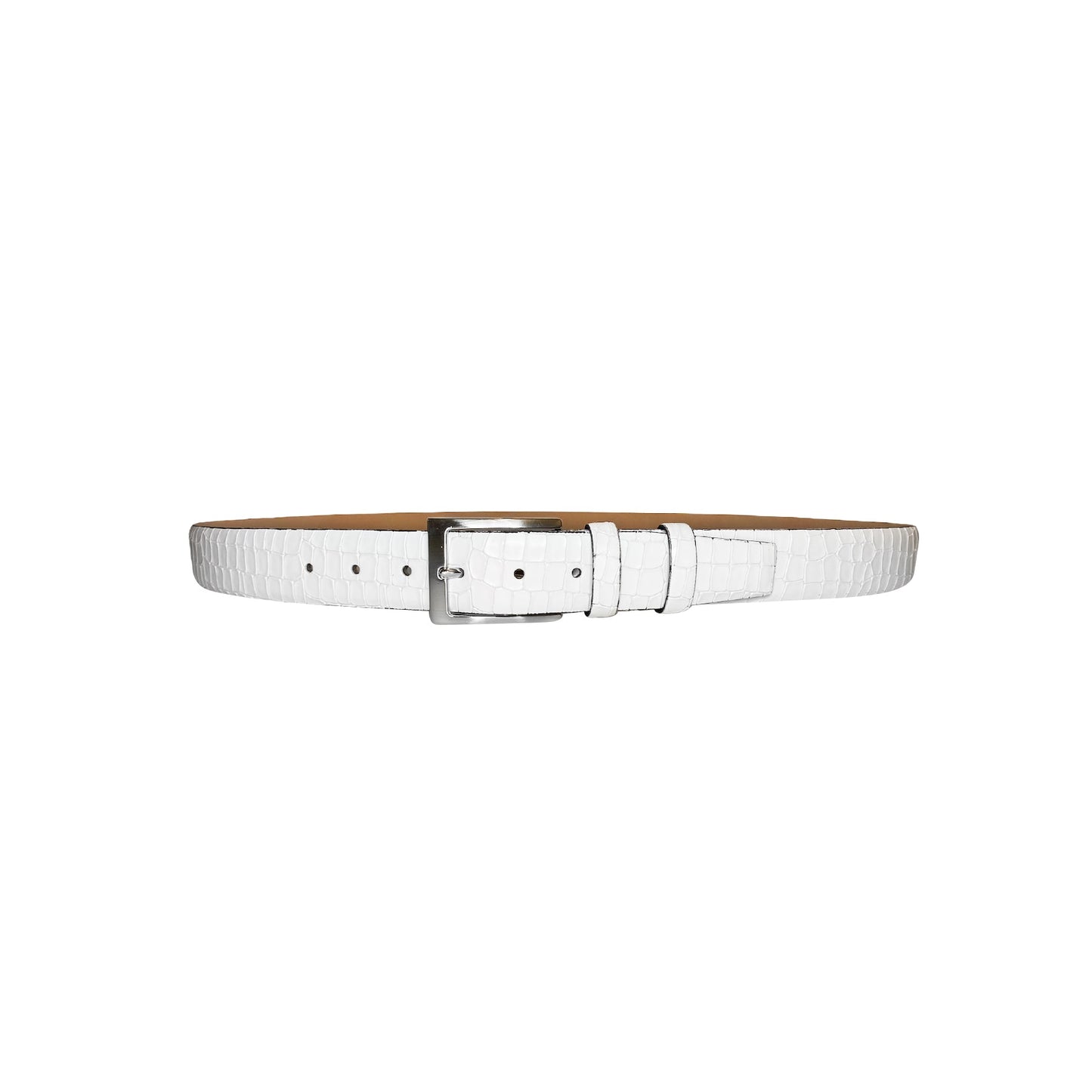 CBelt -3470 Croco Leather Belt - White - Image 2