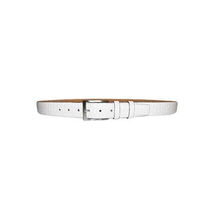 CBelt -3470 Croco Leather Belt - White - Image 2