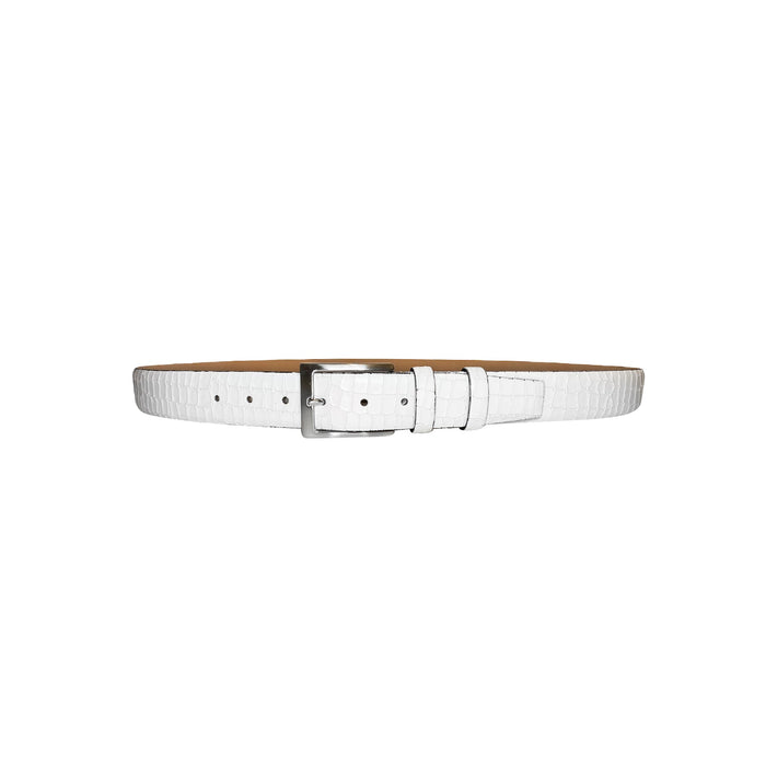CBelt -3470 Croco Leather Belt - White - Image 2