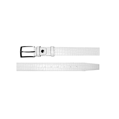CBelt -3470 Croco Leather Belt - White - Image 3