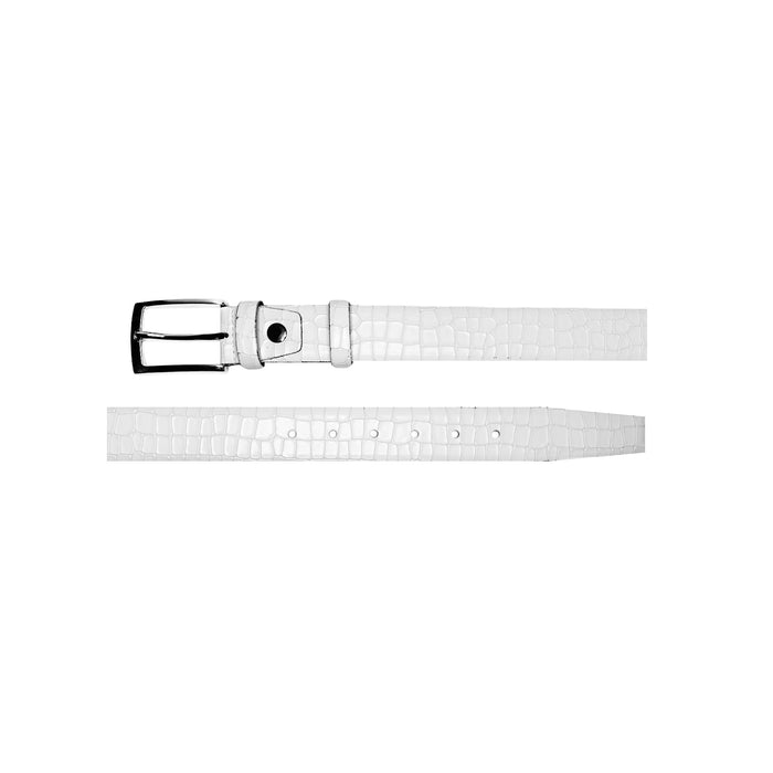 CBelt -3470 Croco Leather Belt - White - Image 3