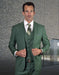 Mens 2 Button Slim Fit Vested Wool Suit in Forest Green