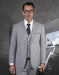 Mens 2 Button Slim Fit Vested Wool Suit in Light Grey