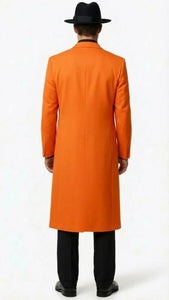 Men’s halloween Costume Orange Long Zoot Suit Set With Black Shirt and Black Pants included