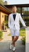 Men’s White Tuxedo Suit with Shorts – Modern Formal Blazer and Short Pants Set for Wedding, Prom Summer Fabric