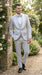 Mens Light Silver Wedding Tuxedo Suit – Paisley Fabric Three Piece Formal Suit Set with Shawl Lapel for Groom, Prom, Gala and ice Grey